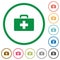 First aid kit flat icons with outlines