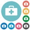 First aid kit flat round icons