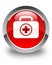 First aid kit icon glossy red round button