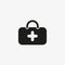 First aid kit icon for healthcare application UI design. Emergency care bag, medical suitcase symbol