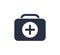First Aid Kit Icon Vector Illustration. Healthcare icon with emergency briefcase equipment. Life care, medical icon.