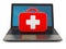 First aid kit with laptop