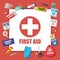 First aid kit with medical equipment