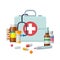 First aid kit medicine cartoon style isolated