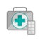 First aid kit and medicine tablets icon