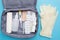 First aid kit with a set of medicines and tablets for first aid and illness. Necessary and important tablets at home and