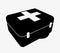 First Aid Kit Silhouette, medical Emergency Hospital Supplies Illustration.