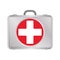 First AID kit in silver metall color with red cross. First aid medical sign flat icon for app and website vector eps10