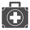 First aid kit solid icon. Medical bag, ambulance case symbol, glyph style pictogram on white background. Medicine or
