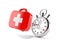 First aid kit with stopwatch