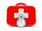 First aid kit with stopwatch