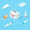 First aid kit tools vector isometric concept