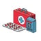 First aid kit on white background