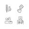 First aid medication linear icons set