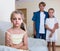 First amorousness: girl and couple of kids apart