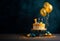First aniversary, birthday cake with helium baloons.