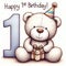 First Birthday Celebration Teddy Bear Illustration