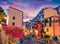 First city of the Cique Terre sequence of hill cities - Riomaggiore. Colorful spring sunset in  Liguria, Italy, Europe. Great