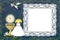 First Communion blond girl photo frame card