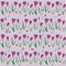 First crocuses in horizontal rows spring fresh floral  botanical seasonal seamless pattern
