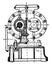 First cross section of the Greindl pump, vintage engraving