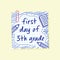 first day of fifth grade lettering, grid paper note with paperclip, back to school, 5th day of school poster, pen drawn