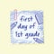 first day of first grade lettering, grid paper note with paperclip, back to school banner, 1st day of school poster, pen