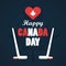 First july canada day celebration poster with hockey sport equipment