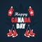 First july canada day celebration poster with mapple syrup bottles and skates