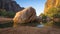 First Light on limestone rock, Windjana Gorge in the KImberley