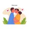 First Love concept. Flat vector illustration