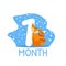 First Month Birthday Anniversary Number and Cute Ethnic Patterned Fox Animal Vector Illustration