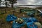 First nations fishery. Gill nets drying in sun.