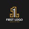 First Number Line Modern Abstract Creative Business Logo