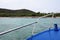 First person view of blue steel sp boat with Seascape and Clear Sky , perspective exploring the ocean, traditional long tail boat,