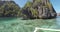 First person view from a boat of magnificent Coron island lagoon approaching, Philippines.