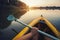 First person view kayaking through clear river