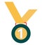 First position medal Isolated Color Vector Icon