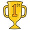 First prize gold trophy doodle kawaii. doodle icon image