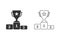 First prize gold trophy line icon set, trophy, winner, first prize, runner-up prize, vector illustration and icon.