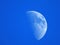First Quarter Moon in a daytime blue sky