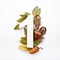 First september concept. Number one shape with autumn leaves, acorns and fearhers. Nature concept. Flat lay. Top view