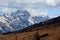 The first snow of autumn on the dolomites