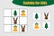 First Sudoku game with christmas pictures for children, easy level, education game for kids, preschool worksheet