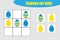 First Sudoku game with easter decoration eggs for children, easy level, education game for kids, preschool worksheet activity,