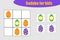 First Sudoku game with easter decoration eggs for children, easy level, education game for kids, preschool worksheet activity,