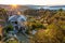 First sun rays on the picturesque village of Vitsa in Zagori area, Northern Greece