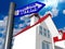 First time buyers home house blue road sign - 3d rendering