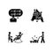 First-time jobs black glyph icons set on white space
