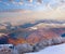 First winter snow and mountain beech forest